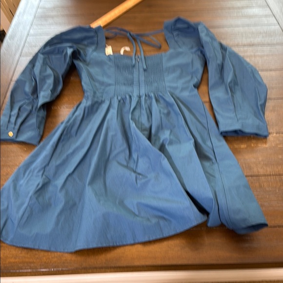 Anthropologie Long-Sleeve Square-Neck Poplin Mini Dress Size Small - Picture 14 of 15